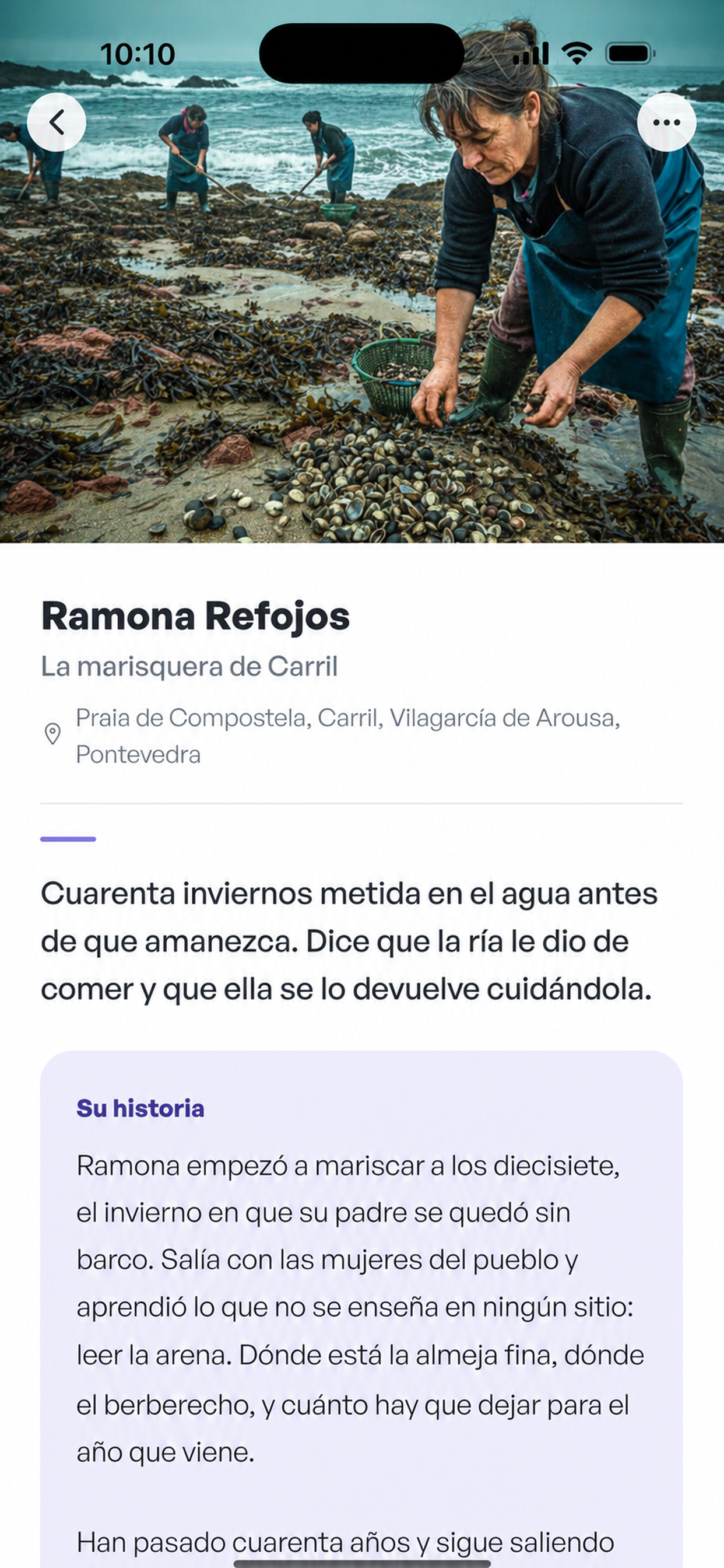 Historia de una mujer local en Vume