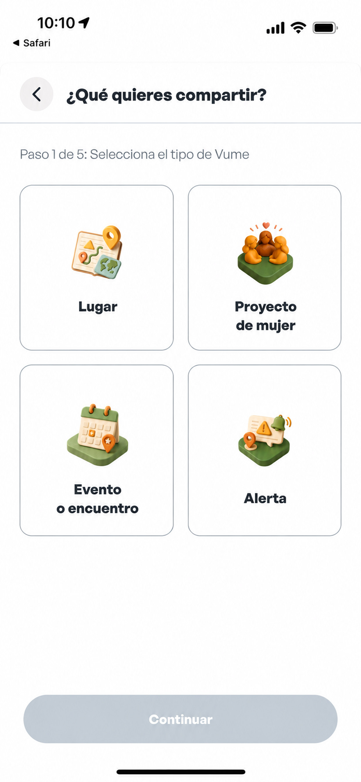 Pantalla para compartir en Vume